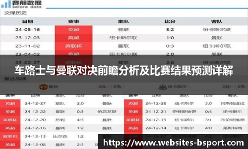 车路士与曼联对决前瞻分析及比赛结果预测详解