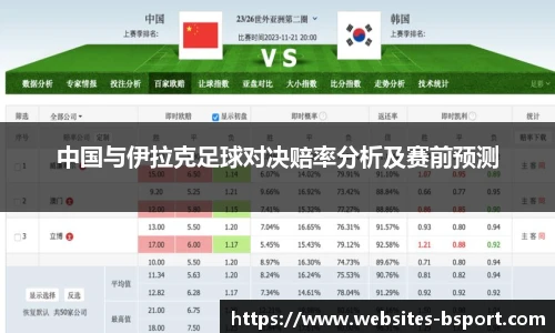 中国与伊拉克足球对决赔率分析及赛前预测